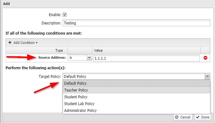 Using a Test Policy for Troubleshooting